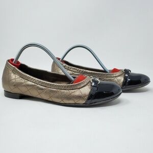 AGL Ballet Flats quilted Leather Patent Cap Toe